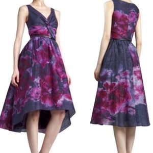 Lela Rose High Low Navy Deep Plum Watercolor Dress